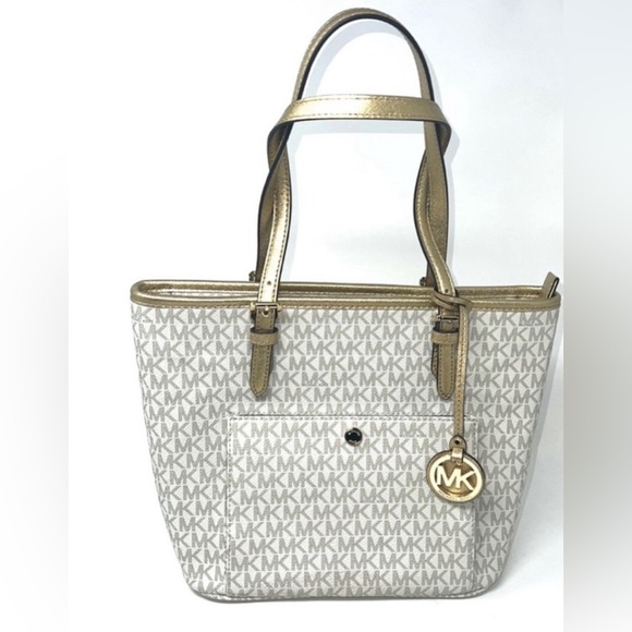Michael Kors Signature Jet Set Tote in Van/Gold - Picture 1 of 10